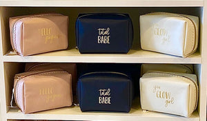 "Total Babe" Square Navy Makeup Bag