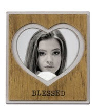 Heart Shaped "Blessed" Mini Photo Frame - Gold Painted