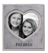 Heart Shaped "Friends" Mini Photo Frame - Silver Painted