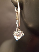 Load image into Gallery viewer, B-JWLD Crystal Clear Dangling Faceted Heart Earrings - Silver